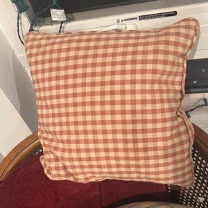 Rust and Cream Gingham Throw Pillow